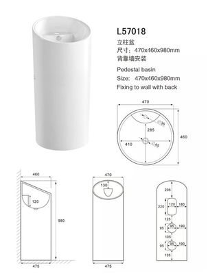 China Dissipadores brancos do banheiro do suporte do cilindro, profundidade 120mm do dissipador do suporte da porcelana fornecedor