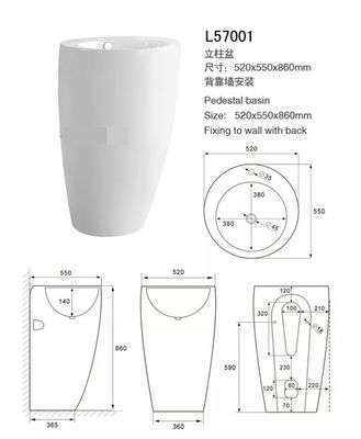 China Dissipador da superfície do sólido e suporte internos, tamanho 520*550*860mm da bacia de suporte do banheiro fornecedor